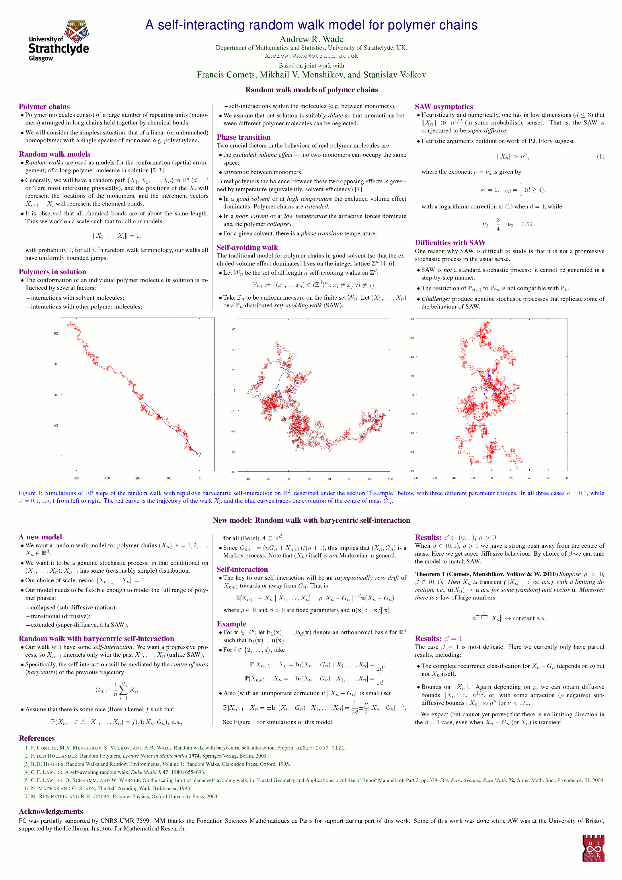 [A self-interacting random walk model for polymer chains]