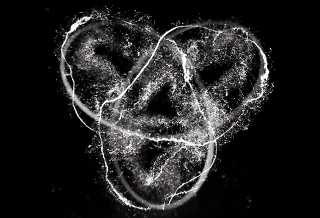 A knotted vortex tube in water.